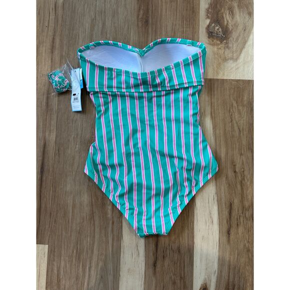 NWT Draper James Prep In Your Step Draped Bandeau One Piece Swimsuit Size Small - Picture 6 of 11